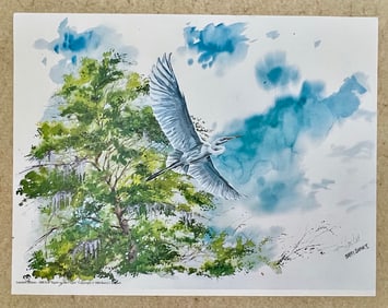 Egret on the Flight by Barry Barnett