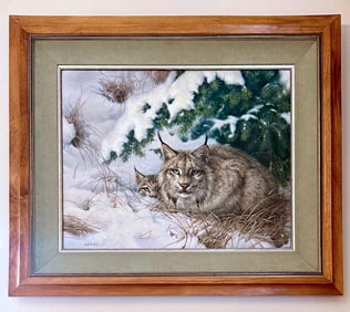 Mother Lynx and Baby by Nancy Glazier