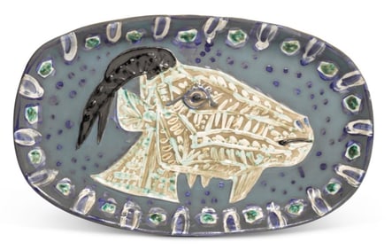 Goats Head in ProfileCeramic Plate by Picasso