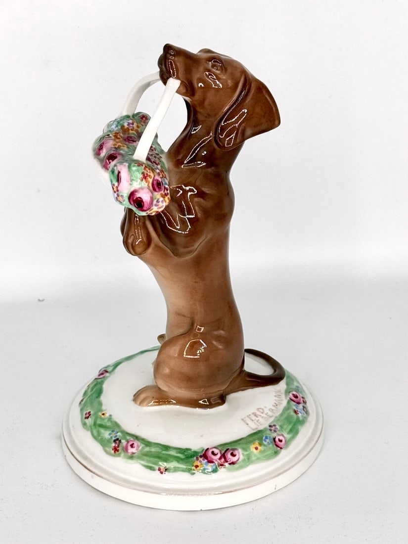 Rosenthal Porcelain Dachshund With Basket Figurine (1 of 2)