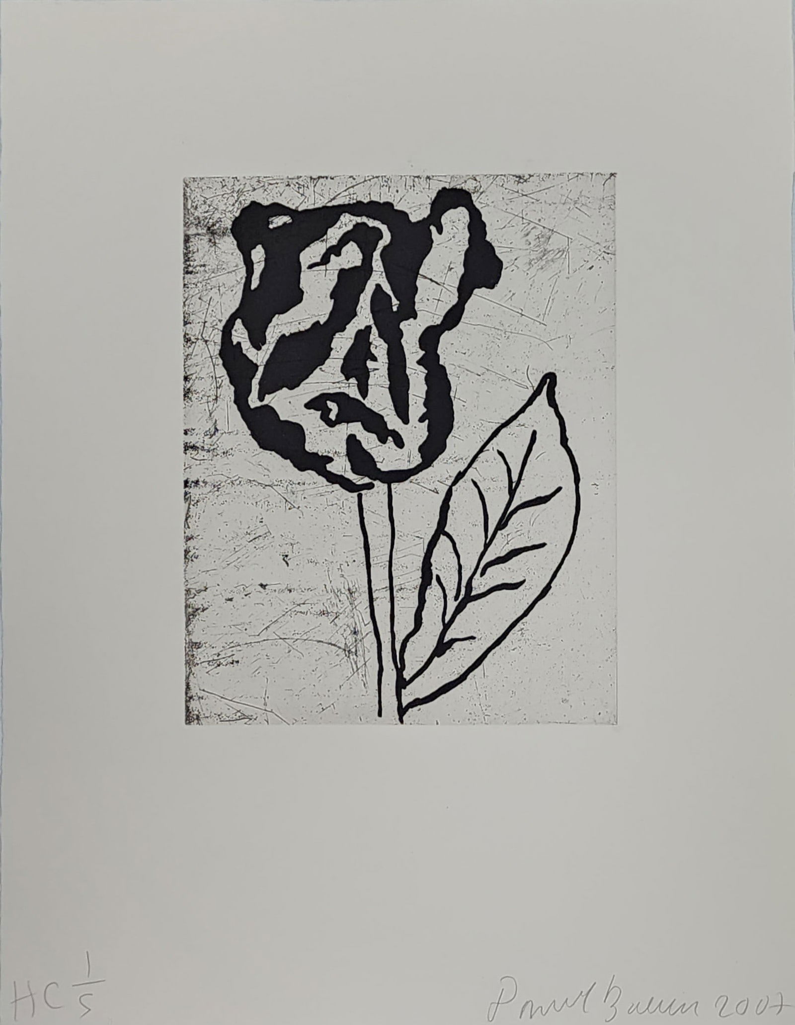 Donald Baechler Titled "Flower - Floral suite": This fantastic original etching on paper is by New York Artist Donald Baechler Titled "Flower - Floral suite". The piece is hand signed and annotated HC 1 of 5(Artist Proofs), by artist in pencil copy