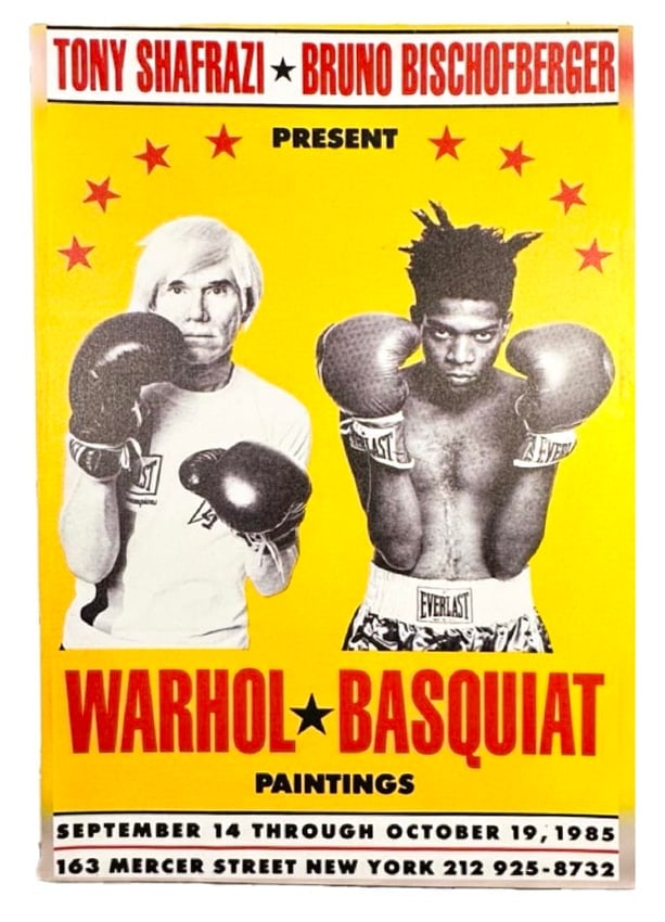 Warhol and Basquiat by Steve Kaufman: Warhol and Basquiat by Steve Kaufmanis a unique hand pulled silkscreen mixed media on canvas and is hand signed by Steve Kaufman. Due to the nature of the canvas, these will need to be stretched or mo