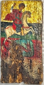 ancient Icon Saint George Slaying the Dragon