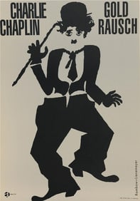 Charlie Chaplin 1960 German Gold Rausch Litho
