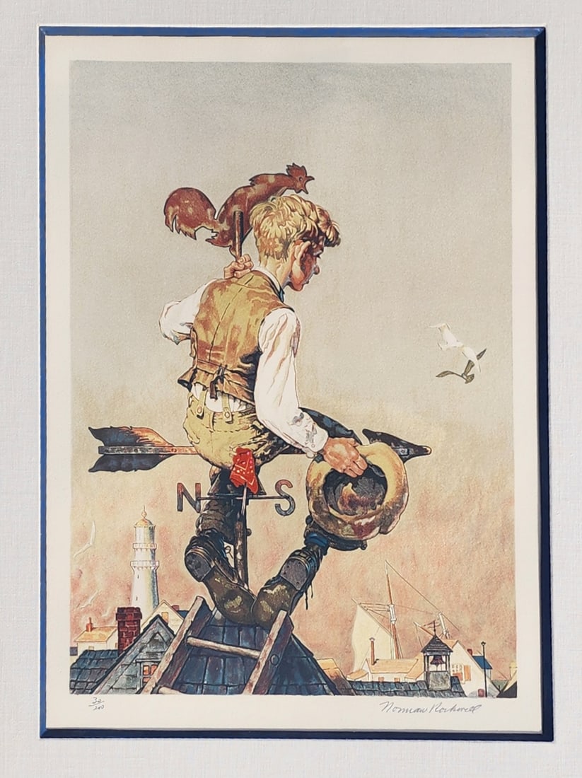 Norman Rockwell titled " Under Sail": This beautiful lithograph was done in 1981 by American Master Artist Norman Rockwell titled " Under Sail," The sheet measures 25.25" x 18.75" printed in eleven colors. The artwork is signed and annota
