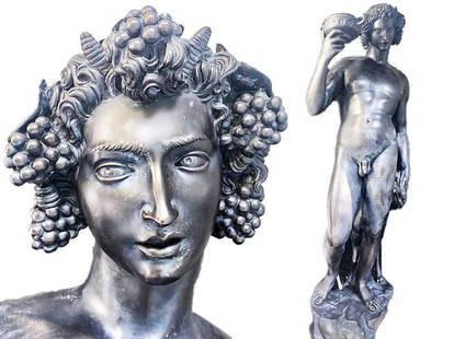 Bacchus in Bronze by Michelangelo: This sculpture is cast from the original Michelangelo from molds taken during WW2. Previous sale price was 400k Bacchus (1496–1497)[1] is a marble sculpture by the Italian High Renaissance