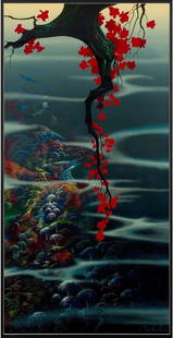 Red Leaves, an original serigraph by Eyvind Earle: Own a piece of art history with Red Leaves, an original serigraph by Eyvind Earle, hand-signed and numbered 339/400. This vibrant work measures 44 x 22 inches and exemplifies Earle’s signature