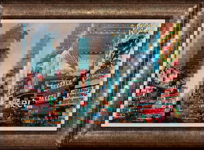 alexander chen times square south: Times Square South by Alexander Chen, a captivating seriolithograph in color on paper, hand-signed and numbered by the artist. Measuring 25 x 32 inches, this piece from Chen’s renowned Times Square