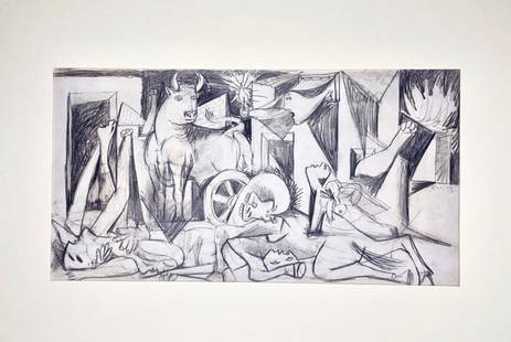 Pablo Picasso, Prado Museum Collection Guernica sketches: Picasso preliminary sketch of the masterpiece Guernica. Pablo Picasso (after) Limited Edition Lithograph. Issued by the Prado Museum by Marie–Laure Bernadac the conservator of the Picasso Museum. Ed