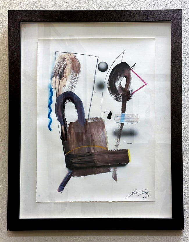 Untitled 6 by Juan Sanchez Juarez: Untitled 6 by Juan Sanchez Juarezis a Framed Original Abstract Painting on Paper hand signed in pencil by Juan Sanchez Juarez. Juan Sanchez Juarez was born in Mexico and is the great grandson of Benit