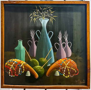 Original Haitian Painting by Smith Blanchard: Original Haitian Painting by Smith Blanchardis a Cap Haitian Painting Oil on Masonite from the R.C. Brictson Haitian Art Museum Collection. The art has been exhibited at the San Diego Museum of Man as