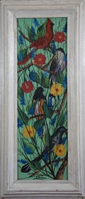 Original Haitian Painting -A Cardinal Keeping Watch   by Gesner Abelard