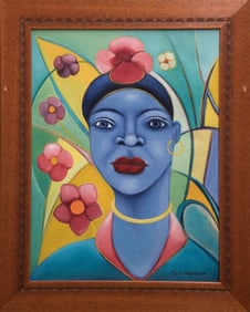 Original Haitian Painting -Blue Woman   by Fritzner Alphonse