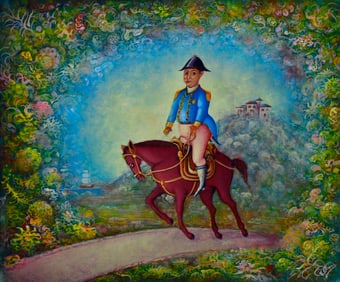 Original Haitian Painting -General on Horseback   by Andre Blaise