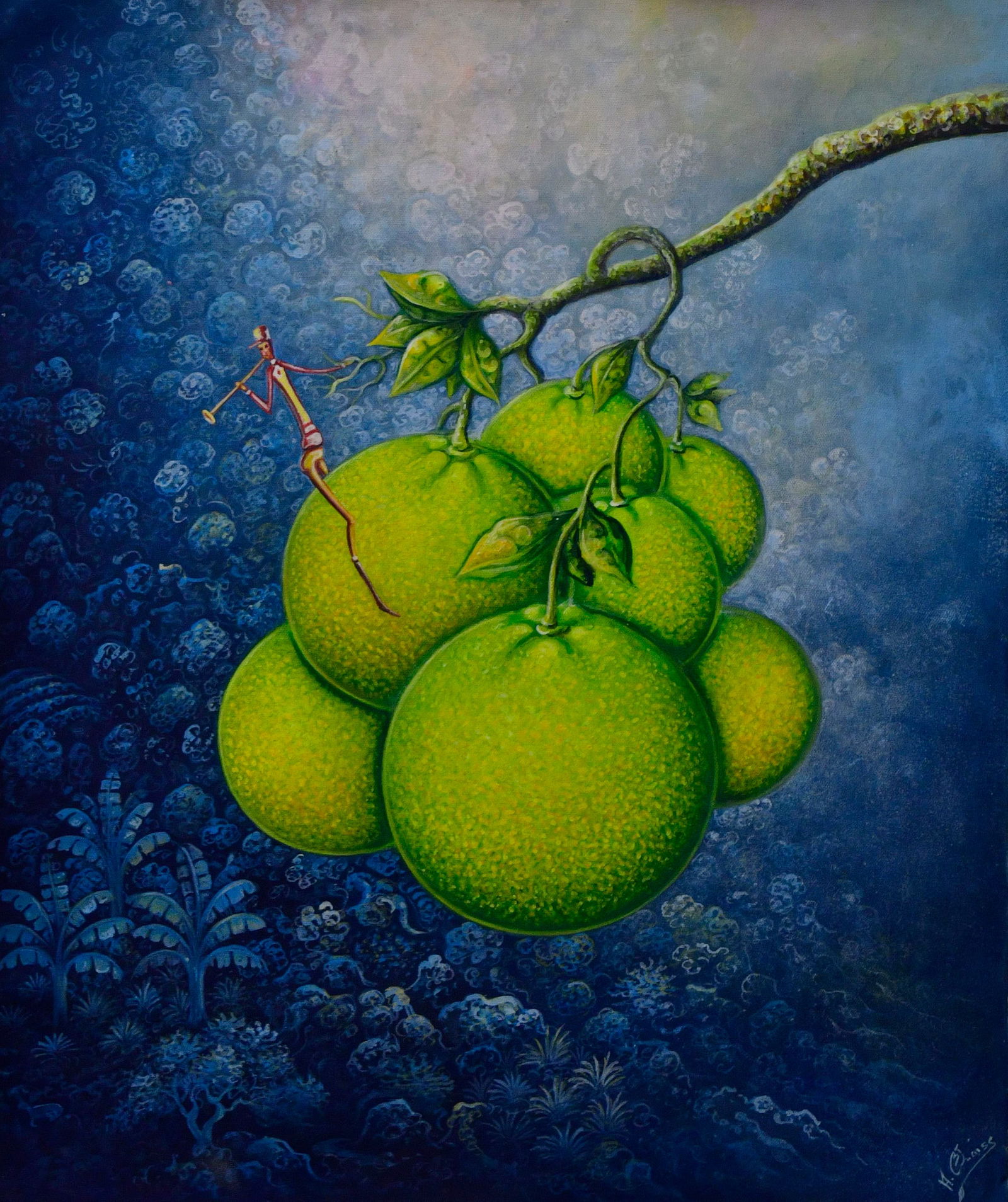 Original Haitian Painting -Trumpeter on Fruit   by Andre Blaise (1 of 1)