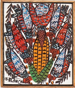 Original Haitian Painting -Corn and Chickens   by Sisson Blanchard