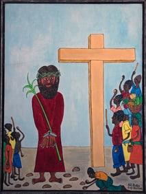 Original Haitian Painting -Christ Holding a Palm Branch   by Seymour Etienne Bottex