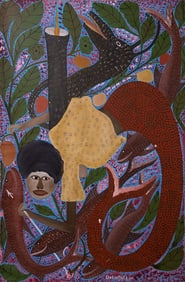 Original Haitian Painting -Mermaid and Fish   by Gelin Buteau