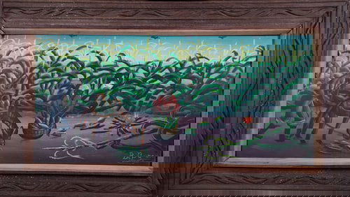 Original Haitian Painting -Harvesting Corn by Bourmond Byron