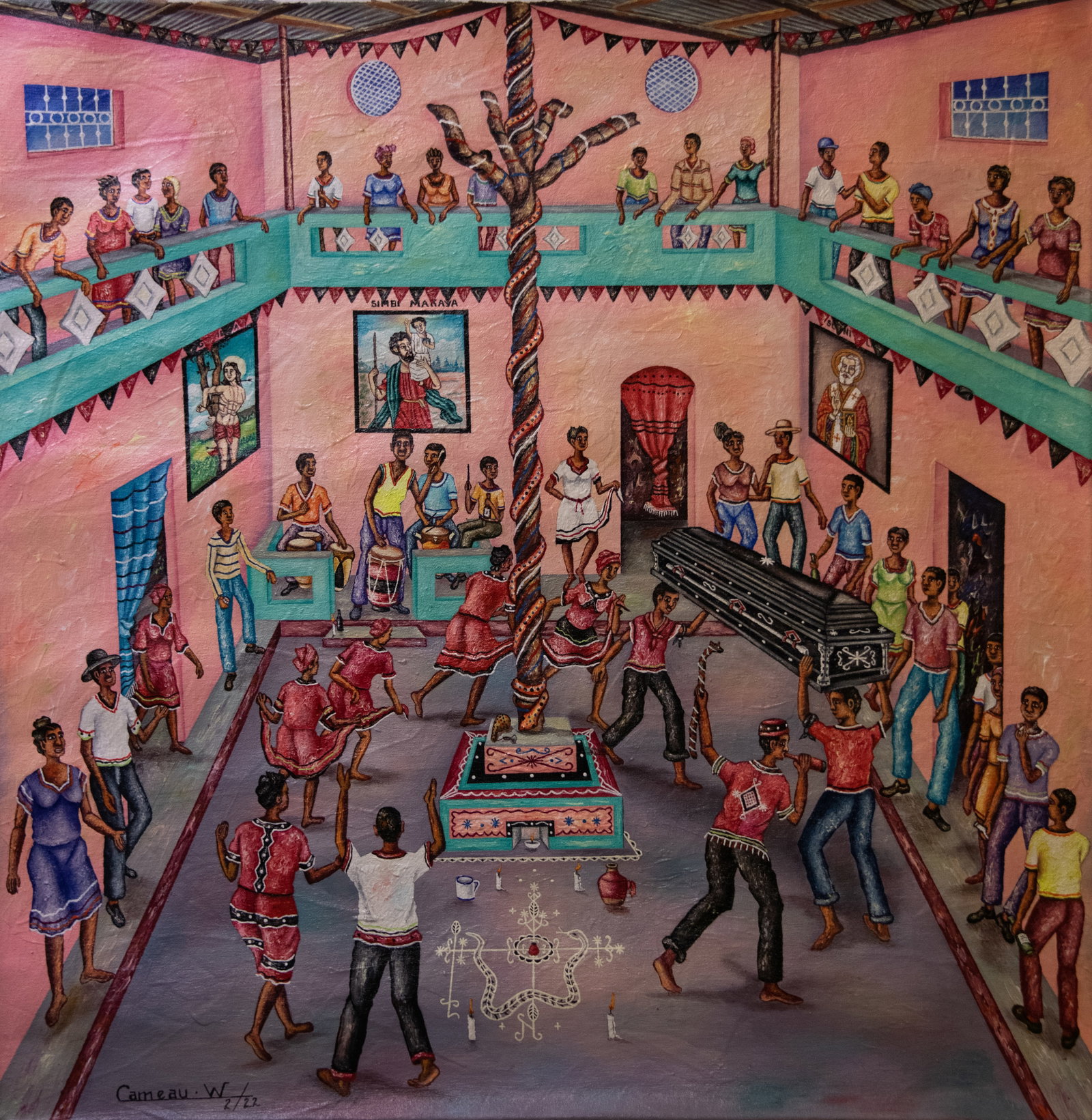 Original Haitian Painting -Celebration of Life by Widson Cameau: Original Haitian Painting -Celebration of Life by Widson Cameau-No Frame, Not Stretched, Acrylic on Canvas