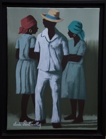 Original Haitian Painting -The Conversation   by Claude Dambreville