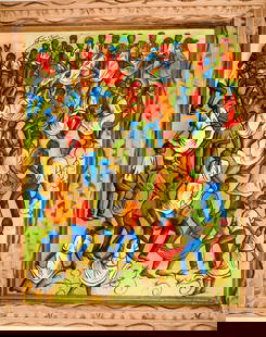 Original Haitian Painting by Felix Jean Ra Ra: Original Haitian Painting by Felix Jean Ra Ra-Oil on Masonite
