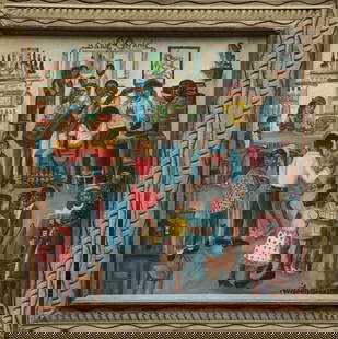 Original Haitian Painting by Wilson Bigaud Bardes Amis: Original Haitian Painting by Wilson Bigaud Bardes Amis-Oil on Masonite