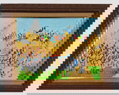 Original Haitian Painting by Jean-Baptiste Bottex Jericho: Original Haitian Painting by Jean-Baptiste Bottex Jericho-Oil on Masonite