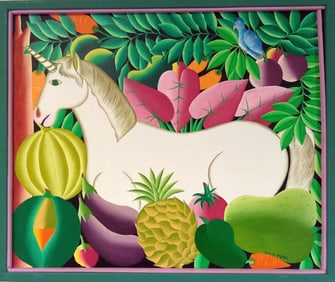 Original Haitian Painting by Emanuel Joseph Unicorn