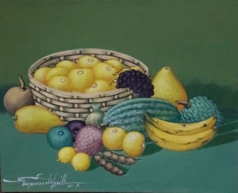 Original Haitian Painting by Raymond Lafaille Still Life (Fruit)