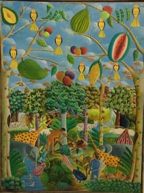 Original Haitian Painting by Bien-Aime Sylvain Garden of Eden