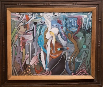 Original Haitian Painting by Kedson Estigene Surrealistic Loa's