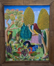 Original Haitian Painting by Adam Leontus Haitian Avian Fantasy