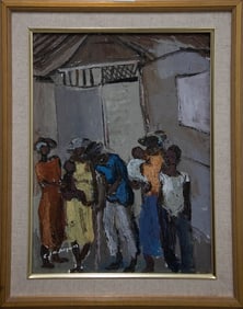 Original Haitian Painting by Carlo Jean-Jacques En Famille (With family)