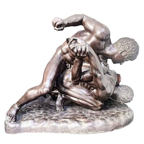 The Wrestlers in Bronze Cast by Marnelli