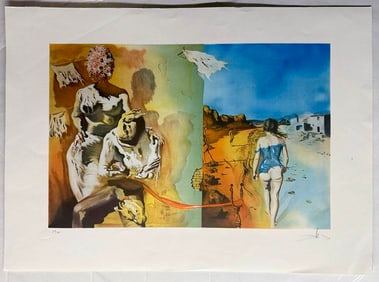 Dreams Puts Her Hand on a Mans Shoulder by Salvador Dali