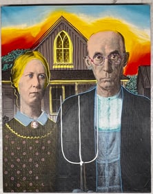 American Gothic Colorful By Steve Kaufman