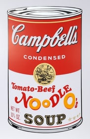"Tomato–Beef Noodle" from Soup Can Series 2 by Andy Warhol