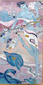 Girl with fan and swans 173/275 by Yamin Young