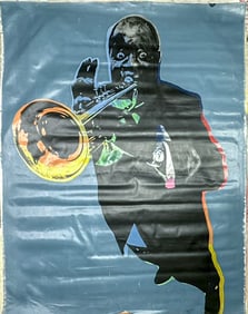 Louis Armstrong Grey Blue XL by Steve Kaufman
