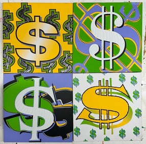 4 Panel Dollar Signs by Steve Kaufman