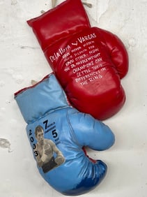 Oscar De La Hoya Boxing Glove Set by Steve Kaufman