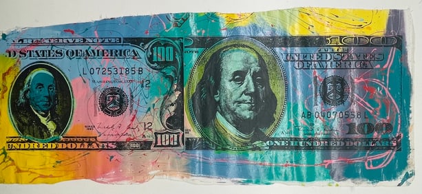 Old and New $100 bill by Steve Kaufman