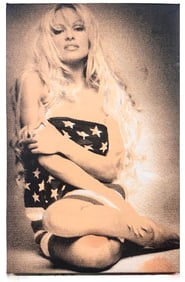 Pamela Anderson American Flag by Steve Kaufman