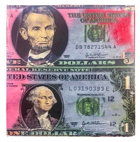 US Currency Abe and George by Steve Kaufman