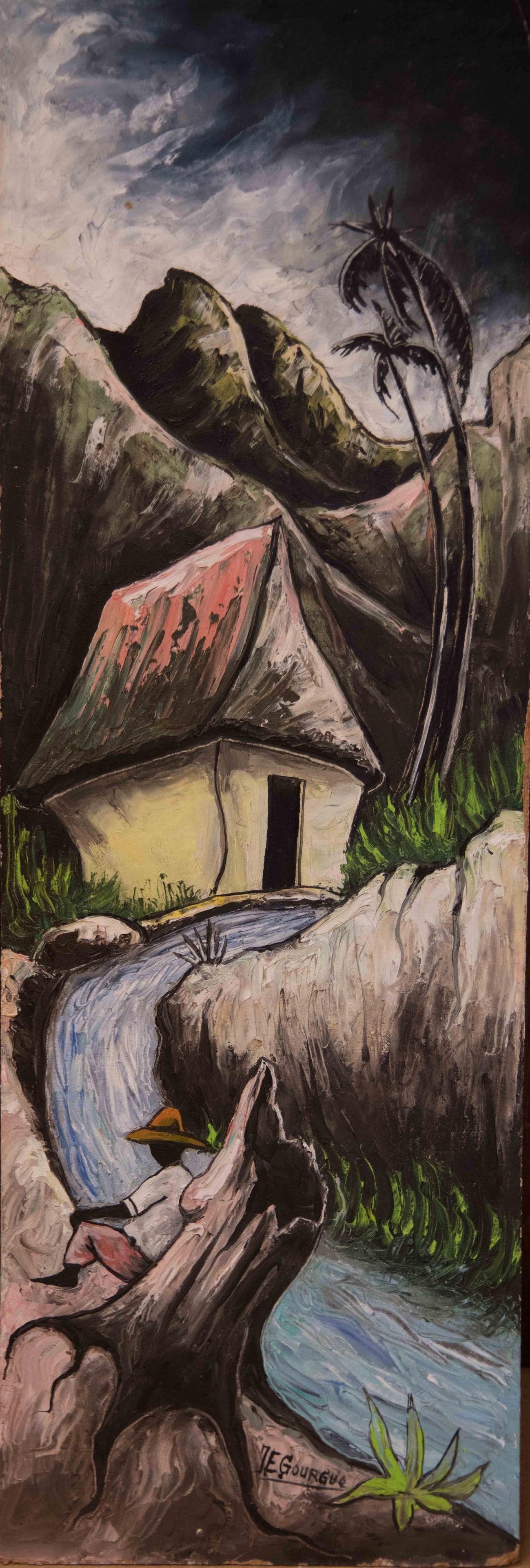 Man Sitting by River - Haitian Painting by Jacques-Enguerrand Gourgue (1 of 1)