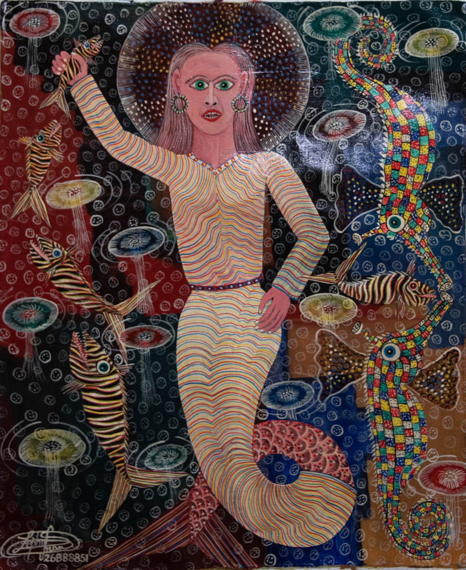 LePassage d'Erzulie Freda - Haitian Painting by Frantz Zephirin: LePassage d'Erzulie Freda - Haitian Painting by Frantz Zephirin No Frame, Not Stretched, Acrylic on Canvas