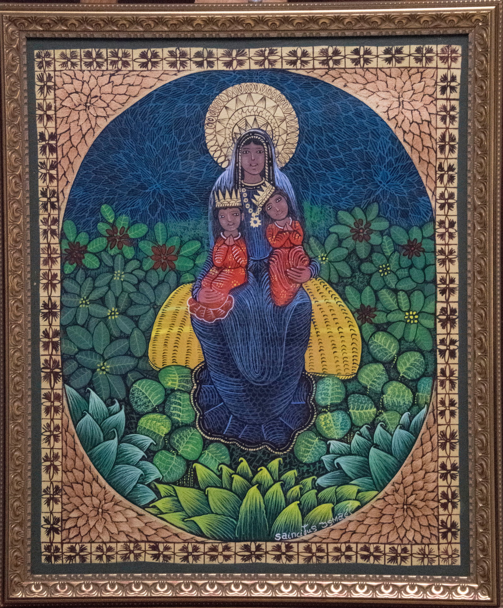 Medonna and Two Children Original Haitian Painting by Saincilus Ismael (1 of 1)