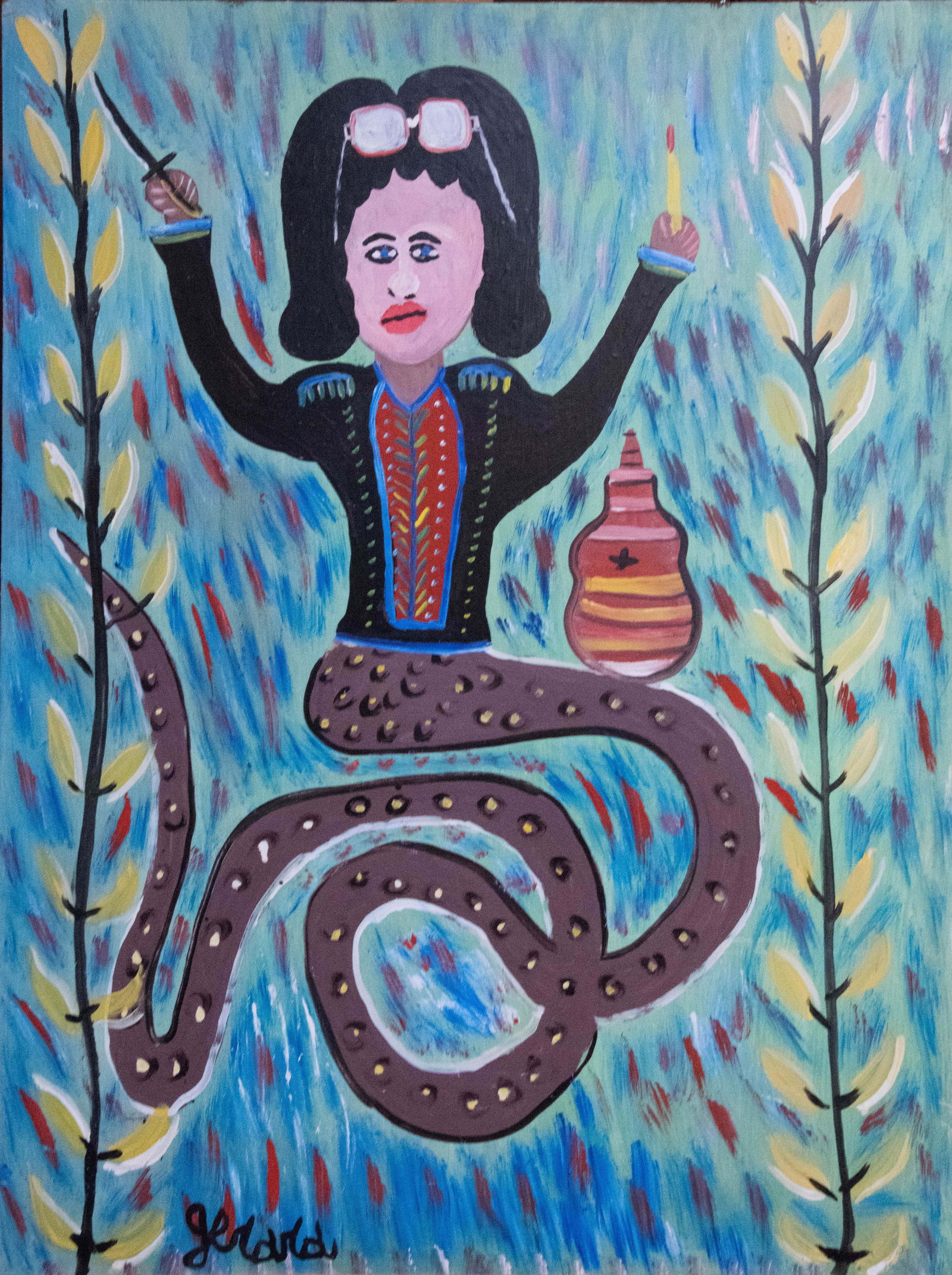 Dambala avec lunettes Original Haitian Painting by Gerard Fortune (1 of 1)