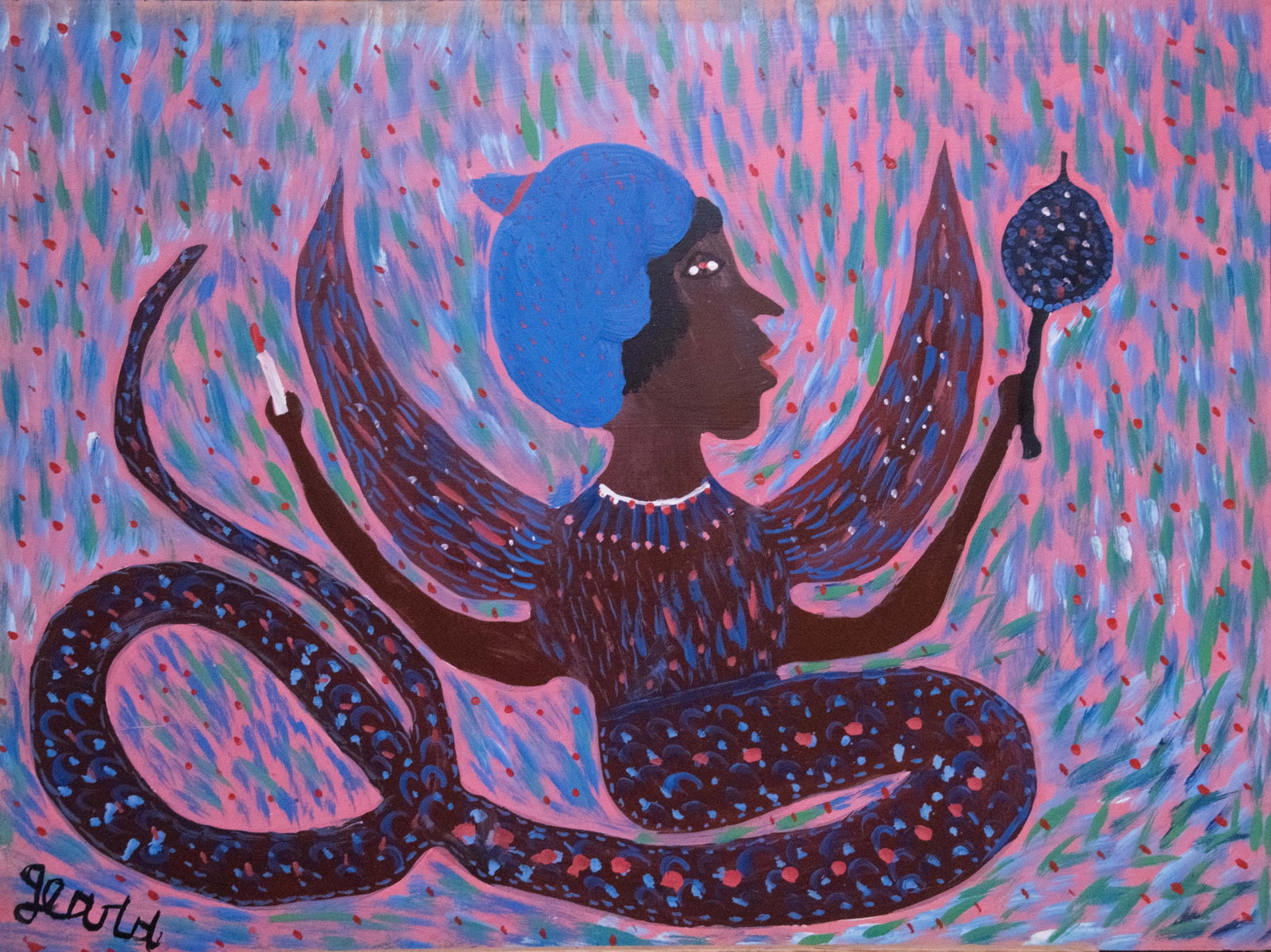 Dambalah - Haitian Painting by Gerard Fortune: Dambalah - Haitian Painting by Gerard Fortune No Frame, Oil on Board GMS FAVORITE